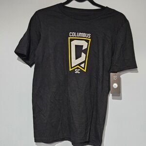 Columbus Crew SC Youth T Shirt Black MLS Soccer Fan‎ Gear Size L 14 16